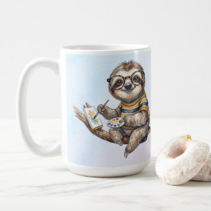 Lieve luiaard met bril Grappige aquarel schilderin Koffiemok