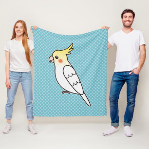 Lieve Lutino Cockatiel Cartoon Vogel Illustratie Fleece Deken