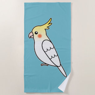 Lieve Lutino Cockatiel Cartoon Vogel Illustratie Strandlaken