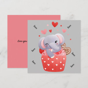 Lieve malse valentijns olifant feestdagenkaart