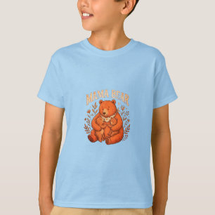Lieve Mama Beer met Welpjes Illustratie T-shirt