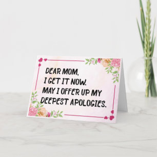 Lieve mama, ik snap het nu, grappige Moederdagkaar Kaart