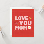Lieve mama Moederdag plat kaart (Voorkant / Achterkant in situ)
