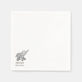 Lieve met de hand getekende olifant baby shower servet