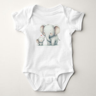 Lieve moeder en baby olifant aquarel romper