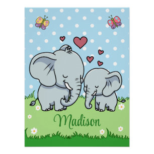 Lieve Moeder en Baby Olifant, Gepersonaliseerd Perfect Poster