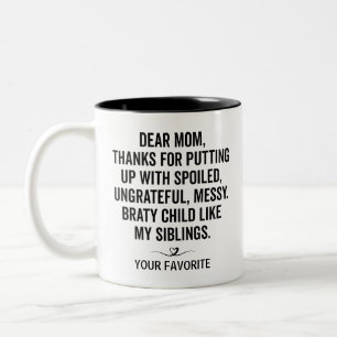 Lieve Moeder Gift Moeder dag Grappige aangepaste o Tweekleurige Koffiemok