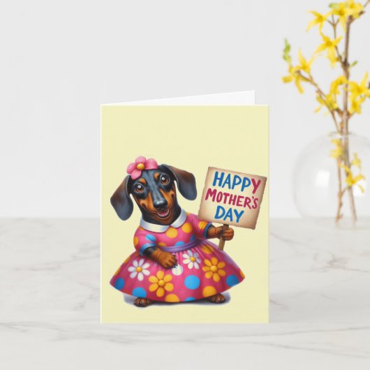 Lieve Moederdag voor Dachshund-liefhebbers Kaart (Gele Bloem)