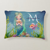 Lieve monogram naam zeemeermin accent kussen (Achterkant)