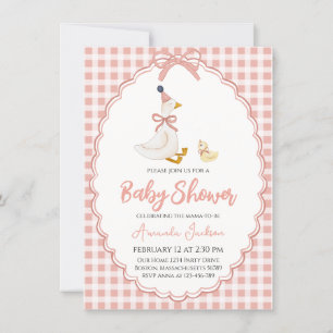 Lieve Mother Goose & Kuiken Roze Baby Shower Kaart