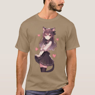Lieve Neko Anime Meisje familie T-shirt