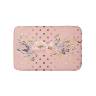 Lieve nepgouden polkadots bloemen badmat