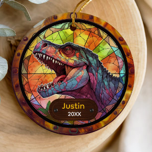 Lieve nepschilderglas dinosaurus kerstcadeau keramisch ornament
