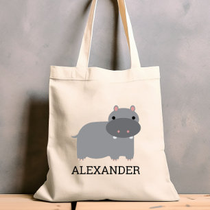 Lieve nijlpaard kinderen gepersonaliseerd tote bag
