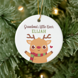 Lieve oma Little Deer, Persoonlijke Kerstmis Keramisch Ornament