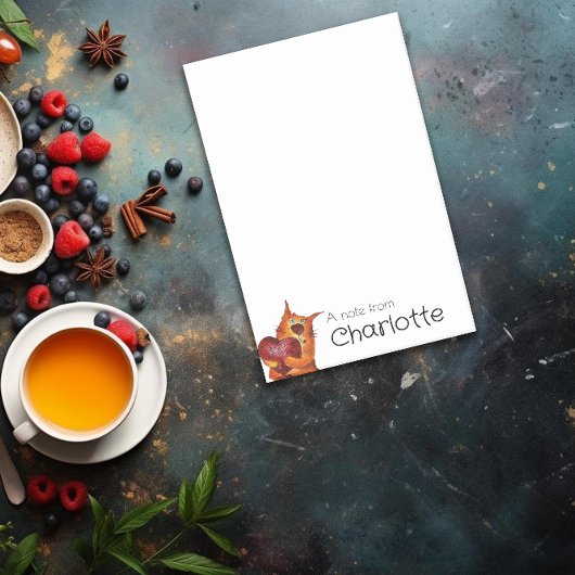 Lieve oranje cartoon kat hart naam post-it® notes