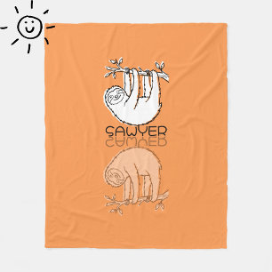 Lieve Oranje Luiaard Reflectie Doodle Aangepaste N Fleece Deken