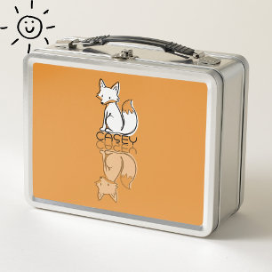 Lieve Oranje Vos Reflectie Doodle Aangepaste Naam