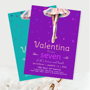 Lieve Paarse Ballerina Dans Sterren Meisje Verjaar Kaart