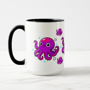Lieve Paarse Cartoon Octopus Oceaan Zee Dier Mok