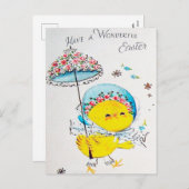 Lieve Paas kuiken Vakantie ansichtkaart retro vint Feestdagenkaart (Voorkant / Achterkant)