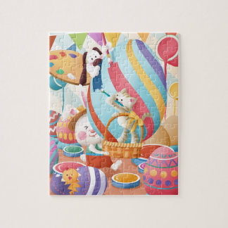 Lieve Paashaas Kat Hond Schilderij Groot Ei Legpuzzel