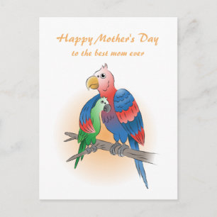 Lieve Papegaaien Moederdag Feestdagenkaart