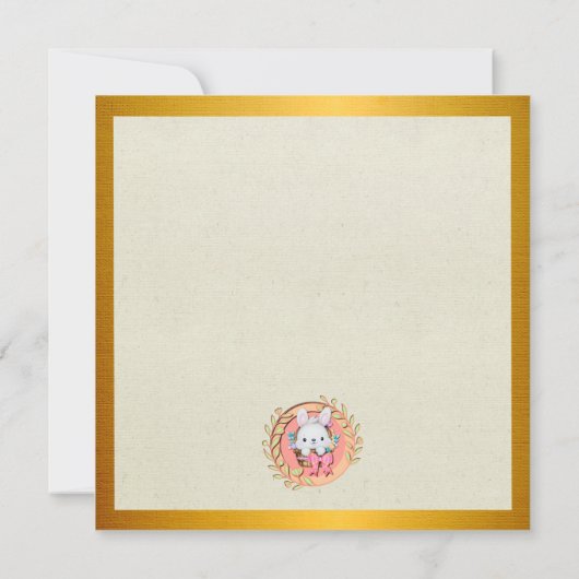 Lieve Pasen Konijn Zit in de Mand Kaart (Achterkant)