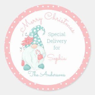 Lieve Pastelkleurig Prettig Kerstmis Aangepaste Na Ronde Sticker