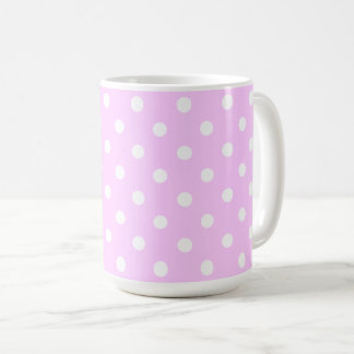 Lieve pastelroze kleur met witte stippen koffiemok