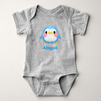 Lieve patchwork stijl pinguïn kunst gepersonalisee romper