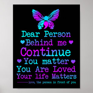 Lieve persoon achter mij Uw leven is zelfmoordprev Poster