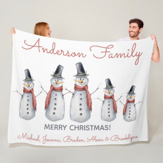 Lieve Persoonlijke Familienaam Sneeuwman Prettig K Fleece Deken