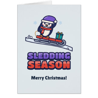Lieve pinguïn op een rode slee kinderen Kerstmis