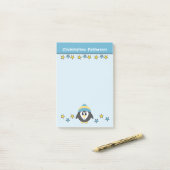 Lieve pinguïn ster naam kinderen blauw geel post-it® notes (Op bureau)