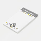 Lieve pinguïn ster naam kinderen grijs geel post-it® notes (Schuin)