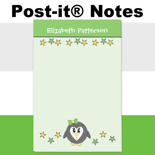 Lieve pinguïn ster naam kinderen groen geel post-it® notes