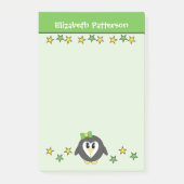 Lieve pinguïn ster naam kinderen groen geel post-it® notes (Voorkant)