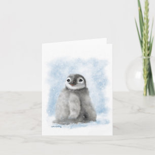 Lieve Pinguïnkuiken in de Sneeuw Cartoon Kaart
