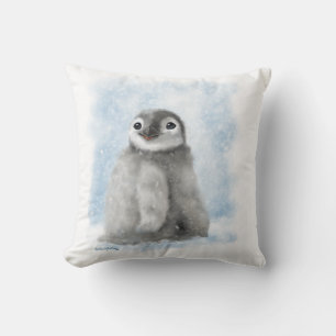 Lieve Pinguïnkuiken in de Sneeuw Cartoon Kussen