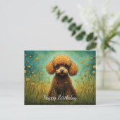 Lieve Poodle Bloemenwei Verjaardag Briefkaart (Staand voorkant)