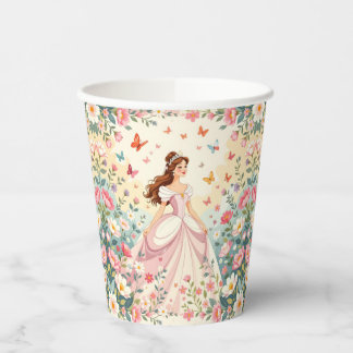 Lieve prinses met vlinders papieren bekers