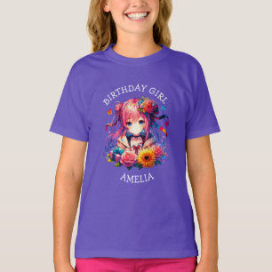 Lieve Regenboog Anime Meisje Verjaardagsmeisje Per T-shirt