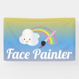 Lieve Regenboog en Borstel Gezichtsschilder Kunste Spandoek