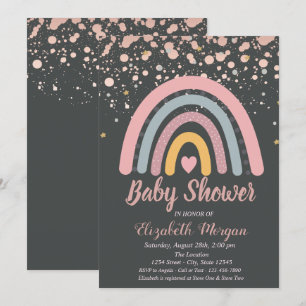 Lieve Regenboog, Roze Gouden Stippen Baby Shower Kaart