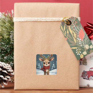 Lieve rendier kerst sticker voor cadeaus notitiebo