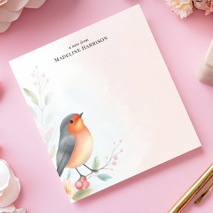 Lieve Robin Roodborst Vogel Gepersonaliseerde Naam Notitieblok