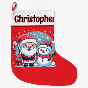 Lieve rode en witte Kerstman en sneeuwpop Grote Kerstsok