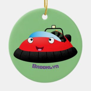 Lieve rode gelukkige hovercraft cartoon keramisch ornament