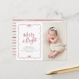 Lieve rode kerst geboorteaankondiging briefkaart